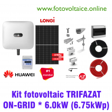 Kit fotovoltaic trifazat ON-GRID 6.75kWp (HUAWEI, LONGi, K2 Systems)